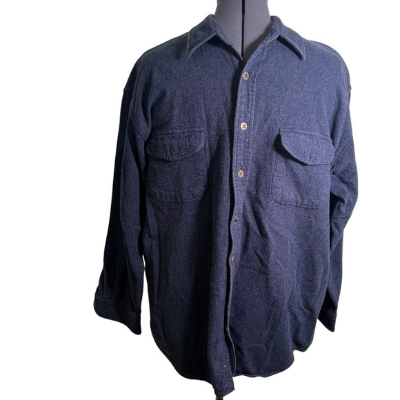 Vintage St. John’s Bay Flannel Button Down Shacket Blue Gray XL - Picture 1 of 9